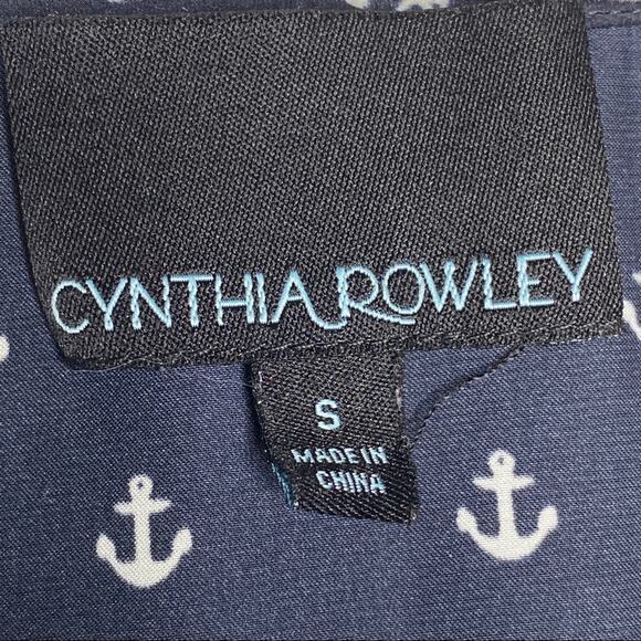 Cynthia Rowley Nautical Anchor Blue Blouse Top Small - Picture 3 of 6